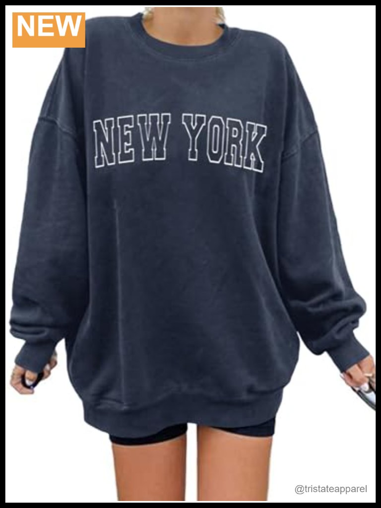 Oversized Crewneck Sweatshirt Cotton Blend Long Sleeve Casual Pullover